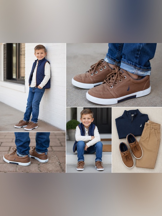 Nautica Other - Nautica Boys Brown Canvas Sneakers with White Soles